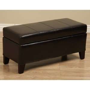 Brown Leather Storage Bench Coffee Table Ottoman 36 Wide x 15 Deep 