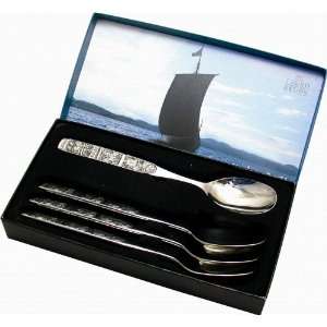  Stainless Steel Saga 4 pc. Dinner Spoons Set Fjord Design 