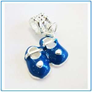 Jewelry Making 1x Alloy European Style Dangle Beads, Enamel, Blue 