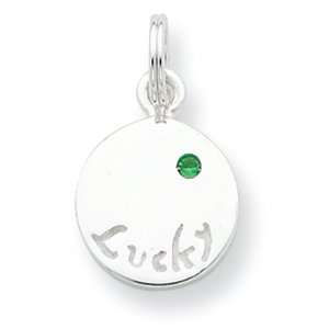 Sterling Silver Emerald Stone Lucky Charm Jewelry