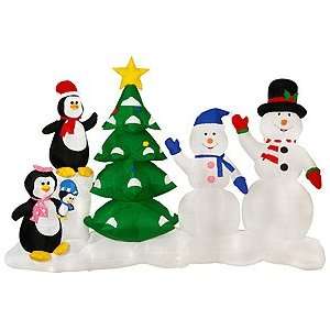    7 Airblown Light Show Snowman Couple and Penguin Toys & Games