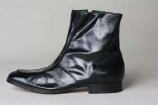 Vintage Freeman Black Leather Biker Beatle Ankle Boots 11.5 C  