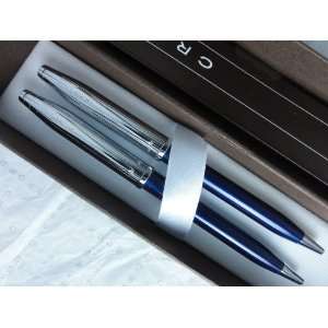 Cross Limited Edition Century II Chrome and Blue Pen and Pencil Set
