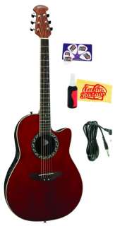 Ovation Applause Series AE128 RR Acoustic Electric Guitar Pack   Ruby 