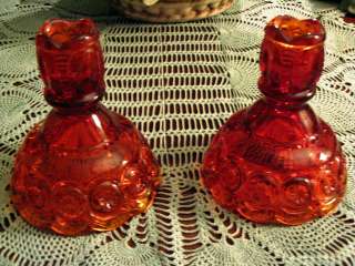 Heritage Ruby Glass made by Smith Candle Holder Set  