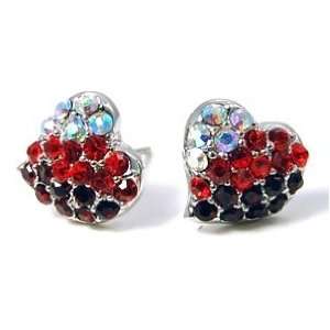  Adorable Red and Ab Crystal Embellished Mini Heart Stud 3 