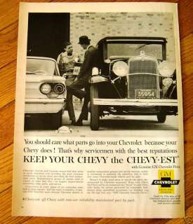 1962 GM Chevrolet Chevy Parts Ad Corvair Corvette  
