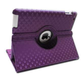   Smart Magnetic PU Leather Rotating Case Cover 360 Degree Purple  