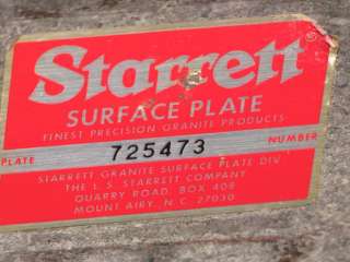 18 x 42 Starrett Black Granite Plate 4 ledge w/Stand  