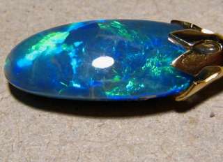 25ct Neon Green & Blue Solid Opal Pendant 18k Gold  