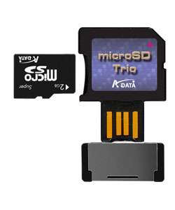 ADATA 2 GB Trio Micro SD with SD Adapter and USB reader   