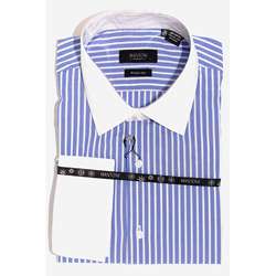 Mantoni Mens Blue Stripe Wrinkle Free French Cuff Shirt  Overstock 