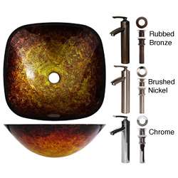 Geyser Tempered Glass Gold amber/ Brown Bathroom Vessel Sink Faucet 