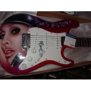  Paris Hilton Autographed Signed Airbrush Guitar & Proof 