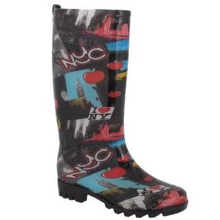    Capelli New York Shiny NYC Doodles Sporty Rubber Rain Boot: Shoes