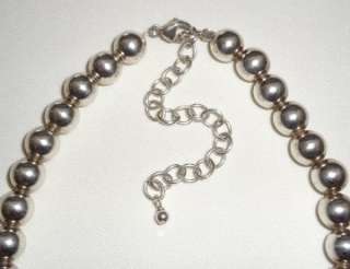   Sterling Silver 10 MM Bead Ball Necklace N1309 Retired Gift Box  