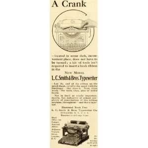  1909 Ad L. C. Smith Bros. Antique Typewriter Parts Crank 