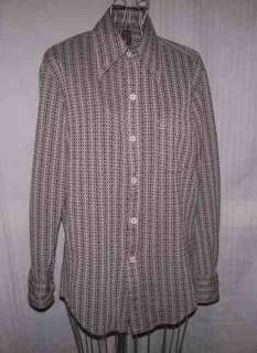 70s Vintage Disco Shirt * Brown & White Knit * Sz Large  