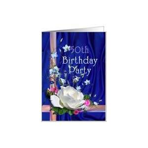  50th Birthday Party Invitation, White Rose Card: Toys 