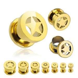   Fit Double Flare Tunnel Plugs with Star   6G (4mm)   Sold as a Pair