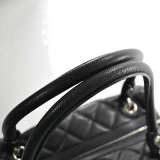 CHANEL Caviar Quilted Bowler Tote Bag Purse Black CC  