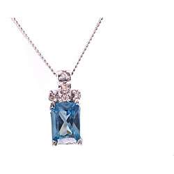   Valitutti 14k Gold Blue CZ and Diamond Necklace  