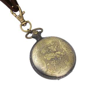 Retro Antik Brass Necklace Pendant Pocket Quartz Watch  