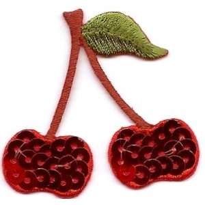   Fruit/Cherries, Sequin & Embroidered Iron On Applique: Everything Else
