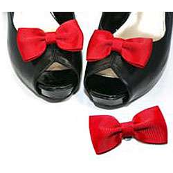 Absolutely Audrey Red Fabric Bow Shoe Clips  