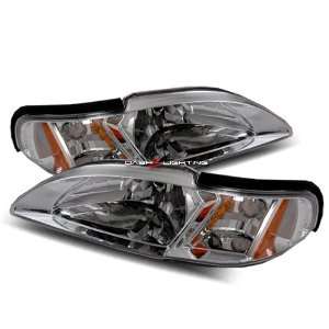  94 98 Ford Mustang Headlights   Chrome Automotive