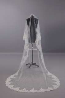   WHITE/IVORY CATHEDRAL LACE MANTILLA WEDDING VEIL   
