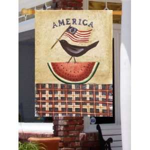  Primitive Americana Black Crow Watermelon Large Flag 