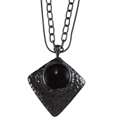 Crystale Gunmetal plated Onyx Diamond shaped Necklace Today 