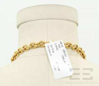 Chanel Vintage Gold Tone Quilted CC Pendant Necklace  