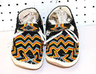   HAND CRAFTED FULLY BEADED BUCKSKIN NATIVE AMERICAN INDIAN MOCCASINS