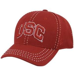  Zephyr USC Trojans Cardinal Slide Show Fitted Hat: Sports & Outdoors