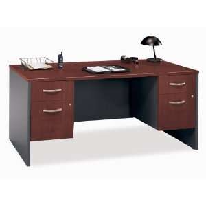 Desk 66 and Pedestals Set   Series C Hansen Cherry Collection   Bush 