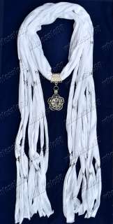 New Fashion white Scarves Jewelry Cotton Necklace Scarf pendant women 