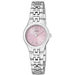 Citizen Womens Stainless Steel Pink Dial Eco Drive Watch   