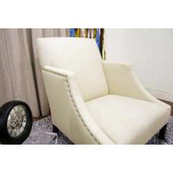 Heddery Cream Linen Modern Club Chair  
