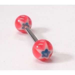  Red Barbell Tongue Ring 