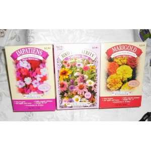  Impatiens, Marigold Dwarf French Double Mixed Colors Patio, Lawn