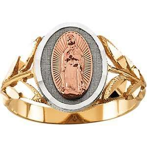    R16688 14K Yellow Gold Ring Tri Color Ldy/Guadalupe Ring: Jewelry