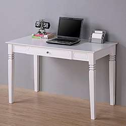 White Solid Wood Desk  Overstock