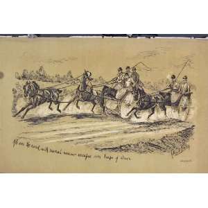  Horses Coach C1881 Bumpy Road Country Lane Old Print