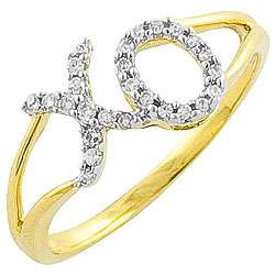 10k Yellow Gold 1/10ct TDW Diamond XO Ring  Overstock