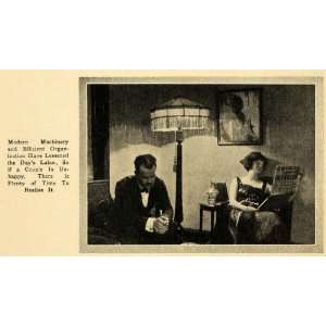 1922 Print Couple Angry Fighting Lamp Paper Living Room   Original 