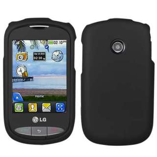 Tracfone LG 800G Net10 Black Rubberized Hard Case Cover +Screen 