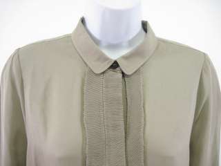 AUTH BURBERRY Beige Silk Button Down Shirt Top Size 10  