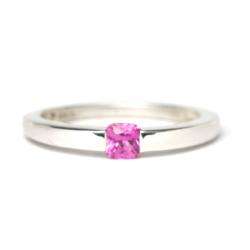 Sterling Silver Created Pink Sapphire Solitaire Ring  
